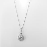 שרשרת כסף זרקון מוקף זרקונים 8 מ"מ